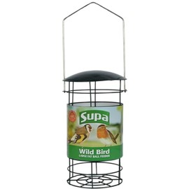 Supa Fat Ball Feeder to fit 2 Large Balls. All Metal Construction, Stainless Steel Handle, Evergreen