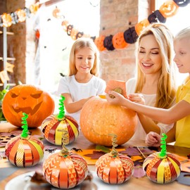 BLSUREFYX 36 PCS Paper Strip Pumpkin Craft Kit DIY Fall Thanksgiving Gratitude Pumpkin Craft Halloween Pumpkin Craft for Autumn Holiday Activities Religious Decor Home School Party Supplies
