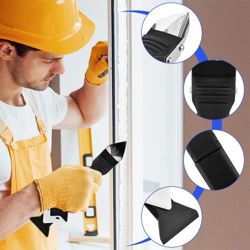 Silicone Caulking Tool, 3 in 1 Caulking Remover Glazing Compound