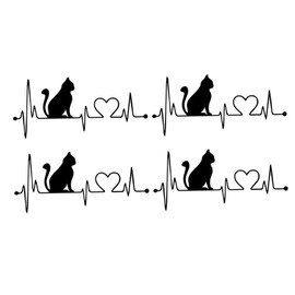 ABOOFAN Removable Heart Car Sticker Decal 4PCS Love Heart Bumper Window Sticker for Cats Black Auto Decals for Cat Lovers and Vehicle Decoration