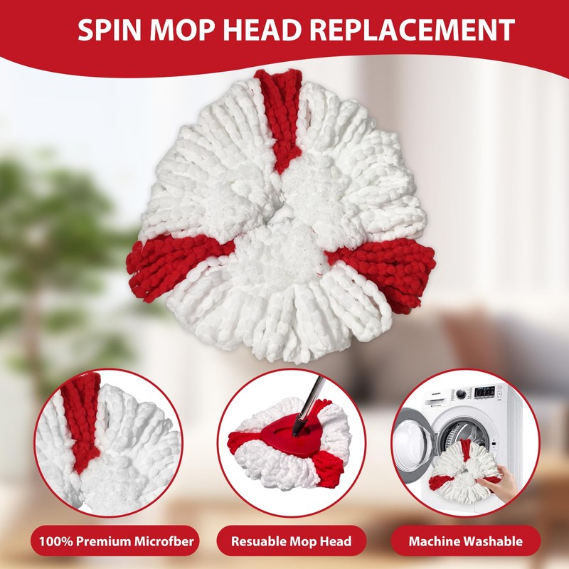6 Pack Mop Replacement Heads Compatible with Vileda and O-Cedar