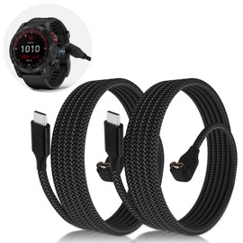 2 Stück USB C Kabel kompatibel mit Garmin Fenix 7 / 7S 7X / Forerunner 965/265/ Vivoactive 5/Venu 3/2 / 2S Ladegerät 90 Grad Aluminiumkopf, verschleißfestes Geflechtkabel 1 m
