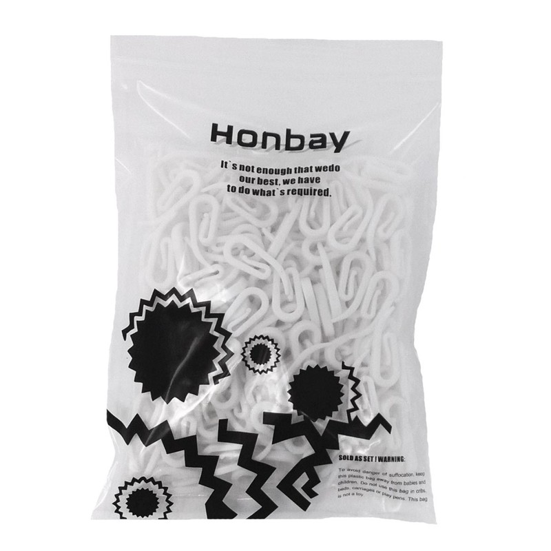 Honbay 200pcs White Plastic Curtain Hooks for Window, Door and