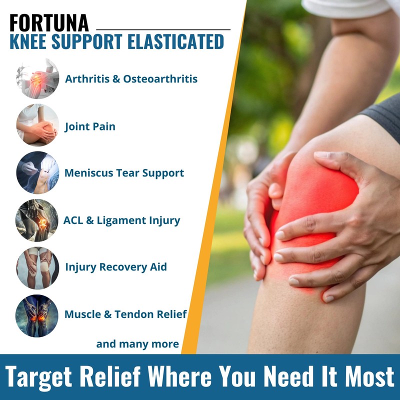 Fortuna Elasticated Knee Support Brace – Compression Sleeve for Arthritis,