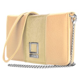 Lencca Kyma Vegan Leather Crossbody Smartphone Clutch Wallet Purse with Removable Chain Shoulder Strap - Beige/Gold