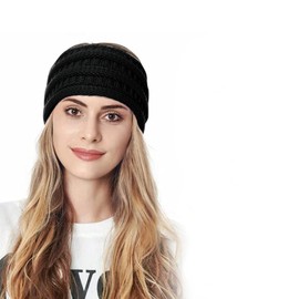 Yean Knitted Headband Winter Crochet Ear Warmer Headbands for Women and Girls (1 Piece) (Black)