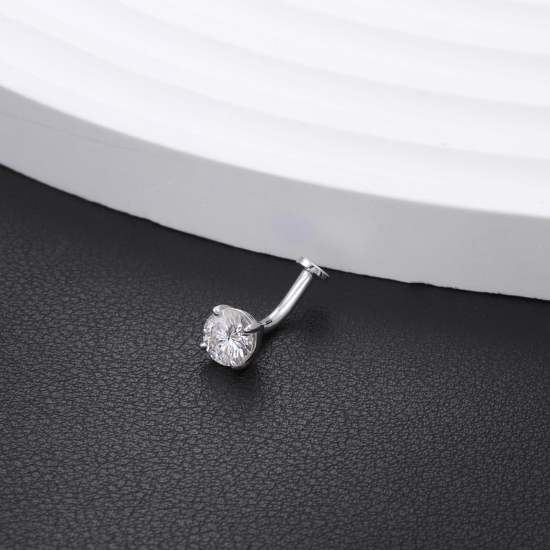 Senpotly 0.8ct 925 Sterling Silver Moissanite Floating Belly Button Ring
