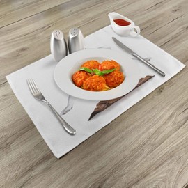 Ambesonne Yoga Place Mats Set of 4, Dog Upside Down Relaxing with Closed Eyes Doing Yoga Calm Therapy Humor Animal Print, Washable Fabric Placemats for Dining Room Kitchen Table Decor, White Brown