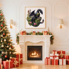 Wooden Puzzles for Adults - Dragon on Castle Wooden Jigsaw Puzzle, Unique Animal Shaped Wood Puzzles Adult, Christmas Birthday Gifts for Friends/Family, Home Decor 13.1 * 13.3in 290pcs