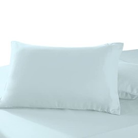 Pizuna Cotton Queen Pillowcase 50x75 cm, Soft 500 Thread Count 100% Combed Cotton Sateen Weave Hotel Quality Pillow Cover Queen Size (Baby Blue Pillow Cases - 2 PC)