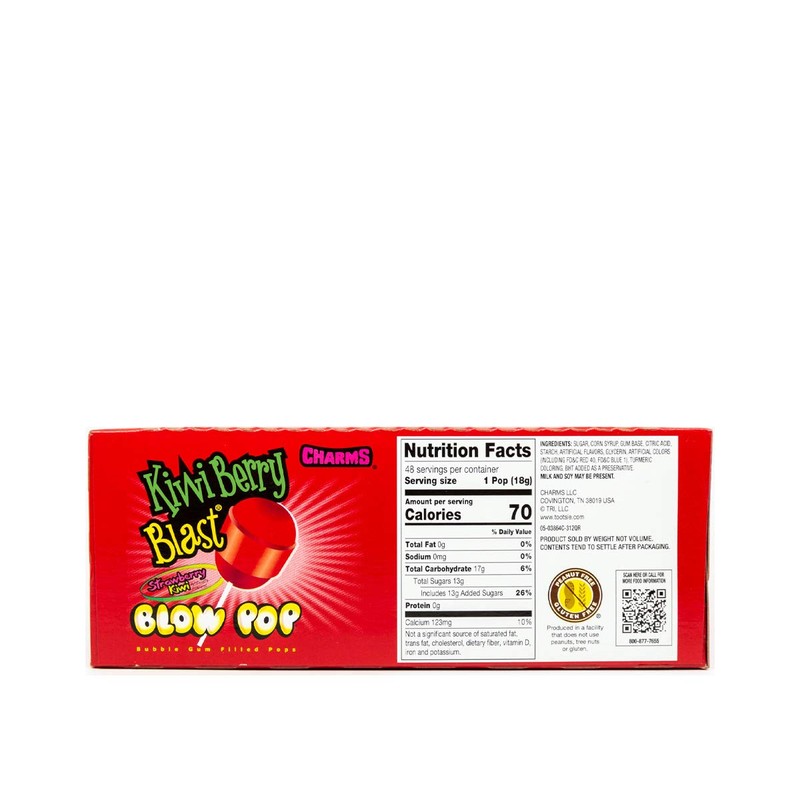 Charms Blow Pops, Kiwi Berry Blast Flavor, 48-Count Bag