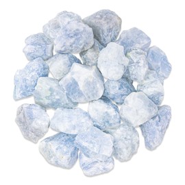 1/2 lb Blue Calcite Rough Stones - Natural Raw Crystals for Tumbling Cabbing Polishing Wire Wrapping Lapidary & Jewelry Making - Fountain Decoration Rocks - Reiki Yoga & Wicca Healing - Bulk Rocks