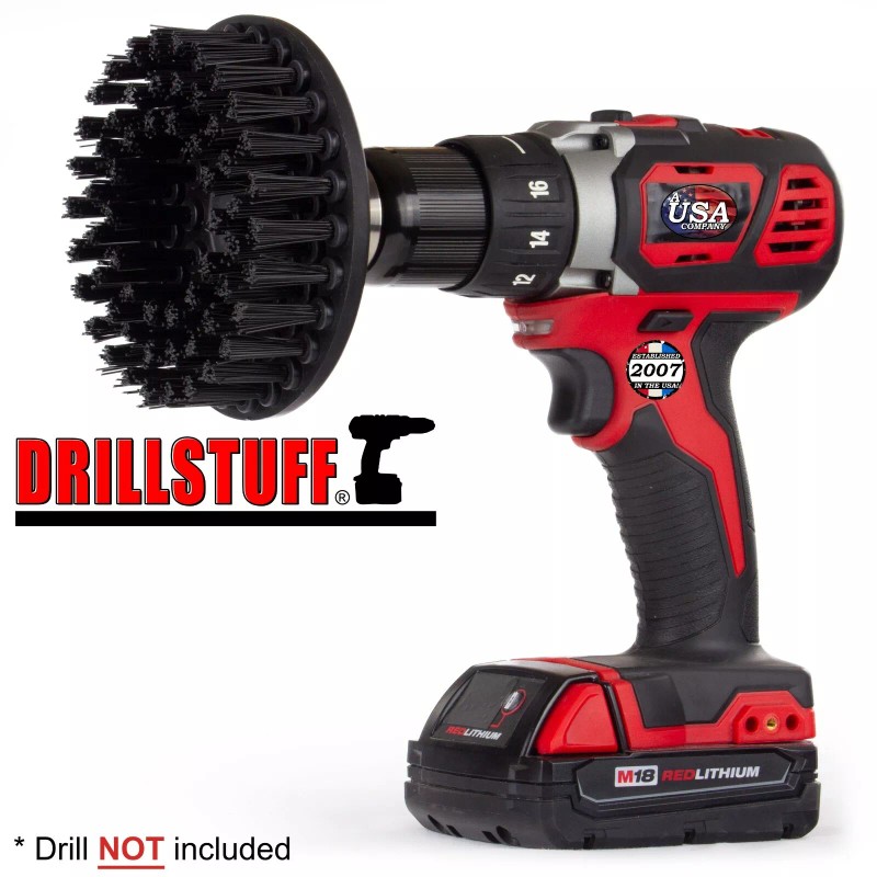 Drillstuff Black-Ultra Stiff Drill Brush For Stone Cleaning,Paint Striping, and