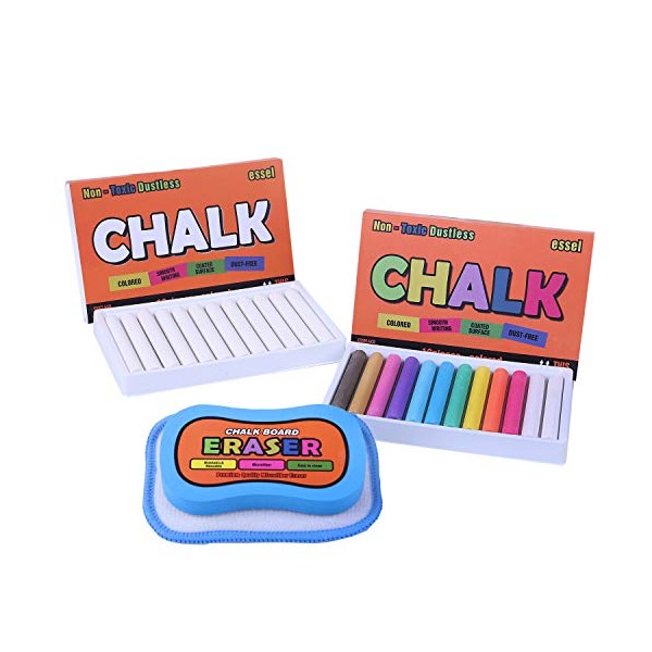 Essel Non-Toxic/White Dustless Chalk (12 ct Box) / Colored Dustless