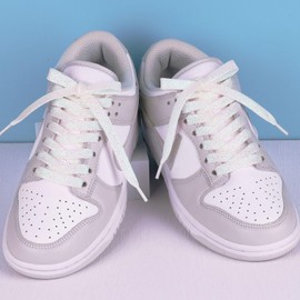 Booyckiy Flat Colorful Shiny Glitter Shoelaces, 2/5" Rainbow Shoe Laces for Sneakers White 47inch (120cm)