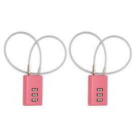 PATIKIL 3 Digit Cable Combination Lock, 2 Pcs Cable Lock with Combination 11.8" Steel Rope for Gym Bikes Cabinets Wardrobes Small Fences, Pink