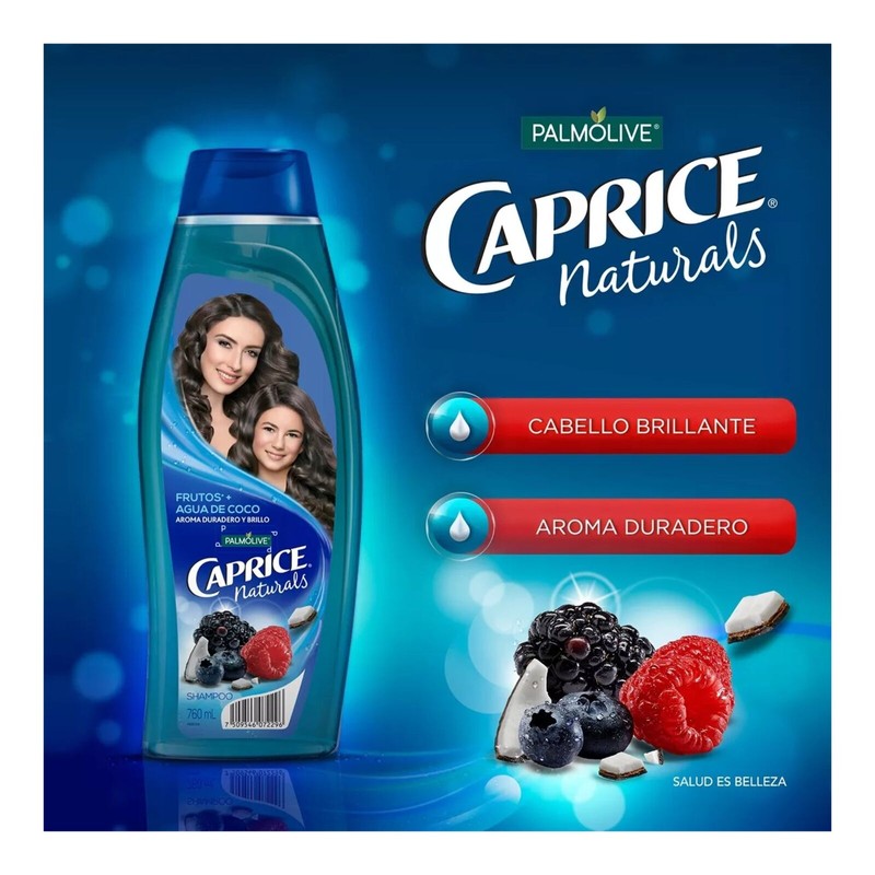 Caprice Shampoo Frutos + Agua De Coco Aroma Duradero y
