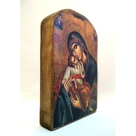 Wooden Greek Christian Orthodox Wood Icon of Mother of Jesus & Jesus Christ Mp1_5