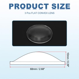 PATIKIL Diameter 68mm Flat Convex Lens, 3 Pcs Height 10mm Acrylic LED Optical Convex Condenser Lens with Edge for Flashlight Car Bike Head Lamp Spotlight, Transparent