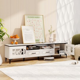 Giantex Modern TV Stand for TVs up to 80", Entertainment Center with Storage Drawers, Side Cabinets, Wood Television Stands, Media TV Console Table for Living Room Bedroom