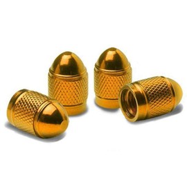 Gold Bullet Dust Caps - Set of 4 | Universal Fit for Car, Bike, and Motorbike Tire Valve Stems | Durable, Stylish Valve Stem Covers for Protecting Against Dirt and Debris | Easy to Install & Remove