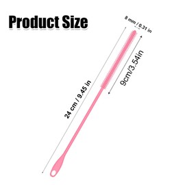 Silicone Straw Brush, 8mm Pink 9.45in Long Straw Cleaner with Hanging Hole Reusable Straw Washing Tool Bendable Crevice Brush Slim Pipe Brush for Glass Metal Straw
