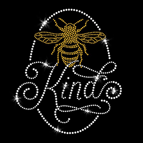 Bee Kind Glitzernde Kristalle Bügelbild Strass und Gold Strass Transfers