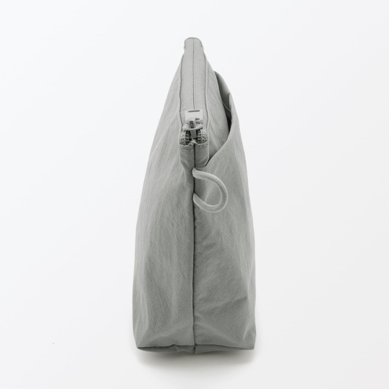 MUJI 84475689 Wrinkle Nylon Pouch with Gusset, Gray, M, Approx.