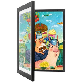 Kids Art Frames, Kids Artwork Frames Changeable Front Opening Holds 50, A4 Picture Frame for Kid Art Work, Kids Art Display Frame with Storage 8.3x11.7, Children Art Wall Picture Frames (Black)