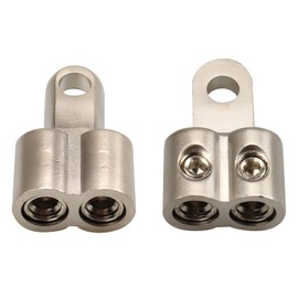 ZOOKOTO Classic Dual 2/0 Gauge Inputs to 5/16-Inch Ring Terminal Reducer Silver