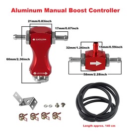 MiJunHD Manual Boost Controller, Universal Aluminum Pressure Regulation Valve Kit with Mounting Bracket Hose for Turbocharged Engine Components (Red, 1-Piece)