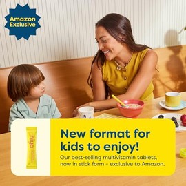 Hiya Kids Multivitamin – 15+ Essential Vitamins & Minerals with Fruits & Veggies for Ages 2+, Supports Growth, Development & Immune, 0g Sugar – 20 Sti