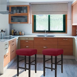 HFCNMY Stool Covers Rectangle,4 Pack Stretch Rectangle Bar Stool Covers Jacquard Vanity Stool Cover Washable Counter Stool Covers Bar Stool Seat Covers Saddle Seat Cover with Elastic Bands Red