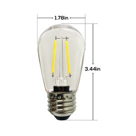 Banord 15 Pack Dimmable 2W S14 Replacement LED Bulbs, 2700K Warm White Waterproof Outdoor String Lights Vintage LED Filament Bulb, Shatterproof E26 Screw Base Edison Light Bulbs