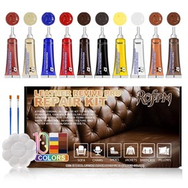 ROFPM Leather Repair Kit, Leather Restorer for Sofas, Car Leather Repair, Leather Repairs Kit Brown, Leather Filler Repair Kit Repairs Common Damage Like Scratches Tears on Leather Vinyl (10 x 20ML)