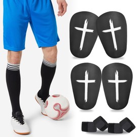 Mini Shin Guards Soccer, 2 Pairs Soccer Miniature Shin Guards for All Ages,Extra Small Protective Equipment shin Guards and 2 Pairs Shin Guards Strap Shin Fixed Straps, Calf Protective Gear Shin