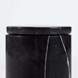Black Natural Marble Storage Jar with Lid, 5.85×5.85×6.43 Inch Canister, Sturdy and Durable Container Jar for Storing Cotton Balls,Jewery Storage, Bath Salt, Jar for Powders Bathroom, Bedroom, Living