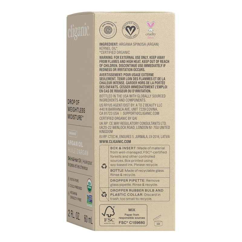 Cliganic Usda Orgánica De Aceite De Argán, 100% Puro 60