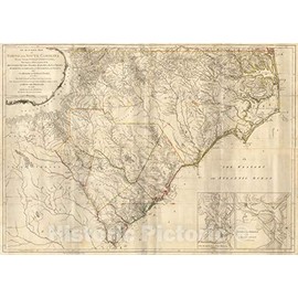 Historic Map - an Accurate Map of North and South Carolina with Their Indian Frontiers, 1775, Henry Mouzon - Vintage Wall Art 36in x 24in