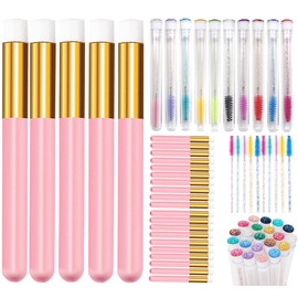 Eyelash Cleaning Brush,30 Pcs Lash Extension Cleanser Shampoo Soft Makeup Brushes for Blackhead Remover Tool Nose Washing with Mascara Brushes Wands (Pink)