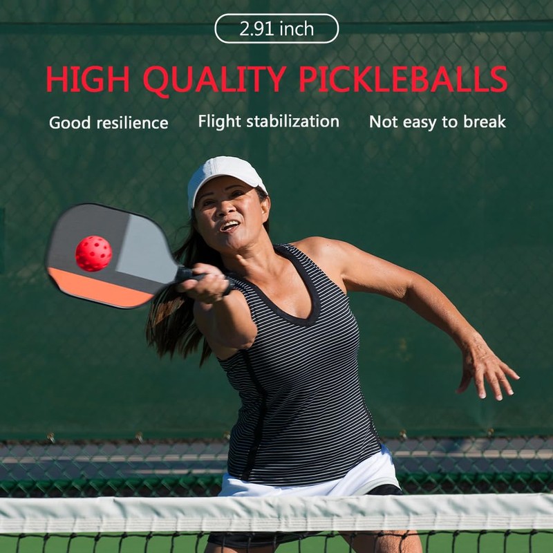 12 Pack Pickleball Balls, 40 Holes Outdoor Pickleballs, High Elasticity