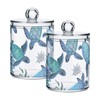 ALAZA Bathroom Canister Set of 2, Beach Coastal Turtles Plastic