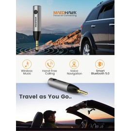 Bluetooth 5.0 Receiver, MaedHawk Bluetooth Aux Adapter Portable Wireless Audio Car Kit with 3.5mm Jack for Home Music Streaming Stereo Headphones Speakers