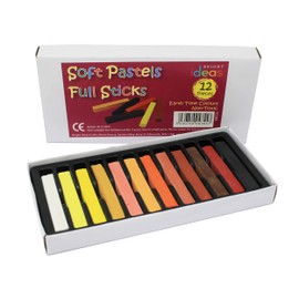 Bright Ideas Soft Pastels - 12 Pack of Assorted Earth-Tone Colours Soft Pastels Full Sticks - Intense Bright Colours - Perfect Oil Pastels for Kids, Artists, Students - Pastels for Paper, Card, Canvas