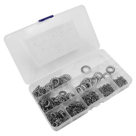 ANCLLO 300 Pcs Stainless Steel Star Tooth Lock Washers Assortment, Shakeproof Washer, External Tooth Lock Washers Set