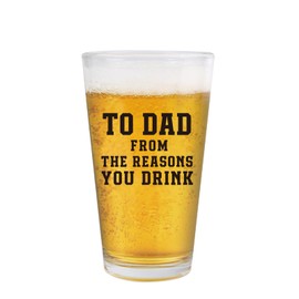 Jogskeor Dad Gifts Beer Glass, To Dad From the Reasons You Drink Funny Beer Glass 16oz, Fathers Gifts Birthday Gifts Christmas Gifts for Dad Father Papa from Daughter Son