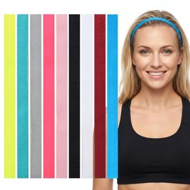 Paquete de 9 diademas delgadas para mujer, coloridas bandas elásticas para el cabello, diademas deportivas elásticas para niñas, mujeres y hombres par