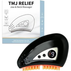 TMJ Relief Products Jaw, Handheld TMJ Relief Massager with Vibrating & Heating and PulsMode, Ergonomic Multi-Needle Design TMJ Massage Tool for Jaw & Neck Pain, Stiff Jaw, Tension, Stiffness (Black)