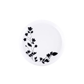 EcoQuality 6" inch Round White Plastic Plates with Black Garden Design - Disposable China Like Party Plates, Small Heavy Duty Dessert Plates, Salad Plate, Dinner, Wedding, Serveware (50 PACK)
