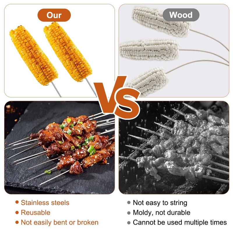 40 Stück Wiederverwendbar Fleischspieße Edelstahl,20 /25cm Rouladennadeln,Lebensmittelqualität Metallspieße,Rouladennadeln Edelstahl Rostfrei,Metall